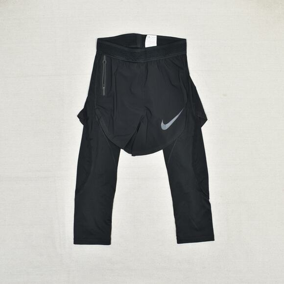 Nike Pro Men's Shorts Tights 2 in 1 Polyester Black S Compression Hypercool - Picture 2 of 8